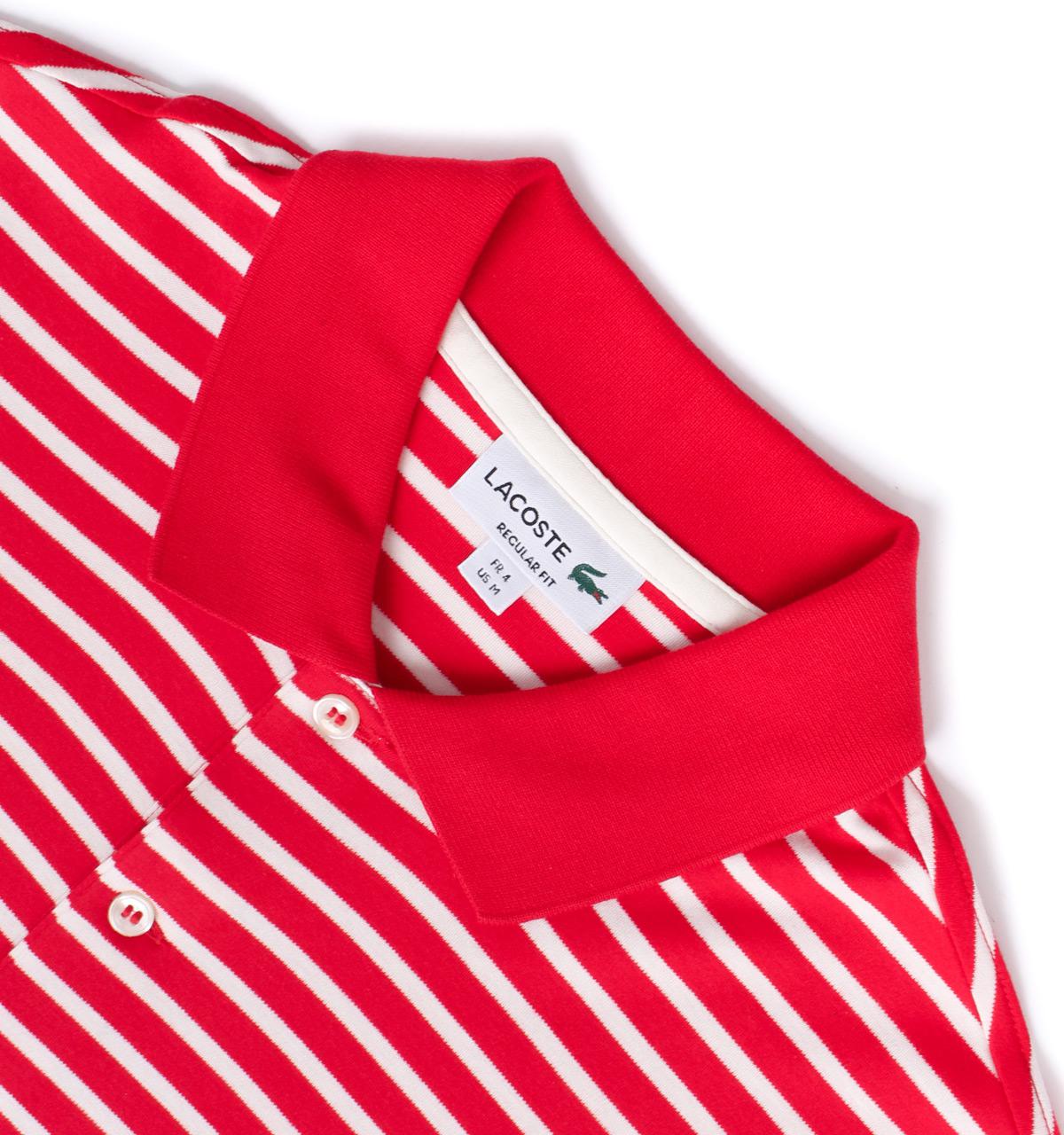 Lacoste Cotton Red & White Stripe Regular Fit Polo Shirt for Men | Lyst