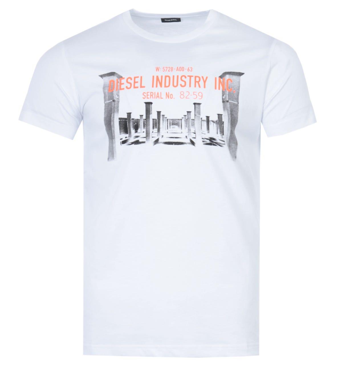 DIESEL Cotton T-diego Industry Inc Print T-shirt in White for Men - Lyst