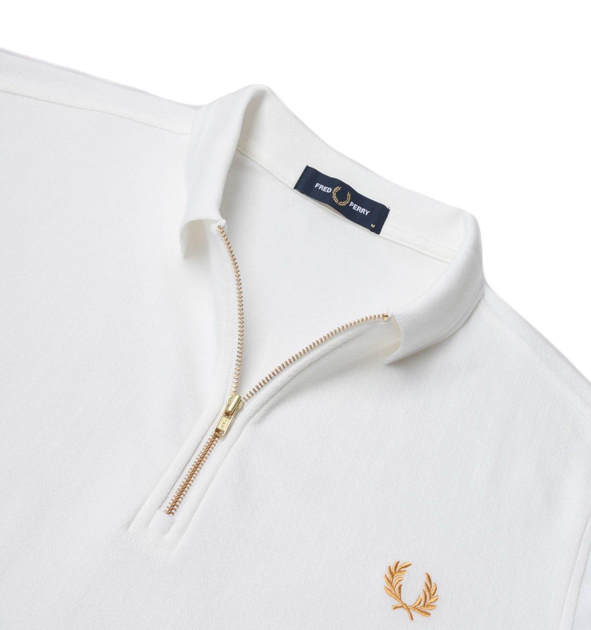 Fred Perry Cotton Zip Neck White Polo Shirt for Men | Lyst