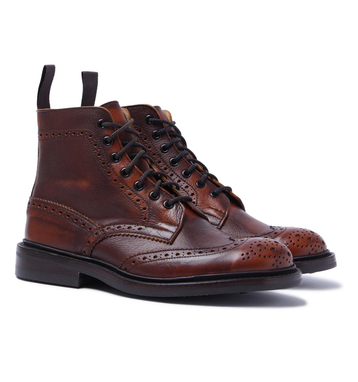 Tricker's Tricker's Stow Caramel Kudu Leather Brogue Country Boots in ...