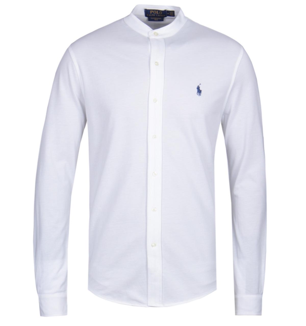 Polo Ralph Lauren Cotton Mandarin Collar White Mesh Shirt for Men | Lyst