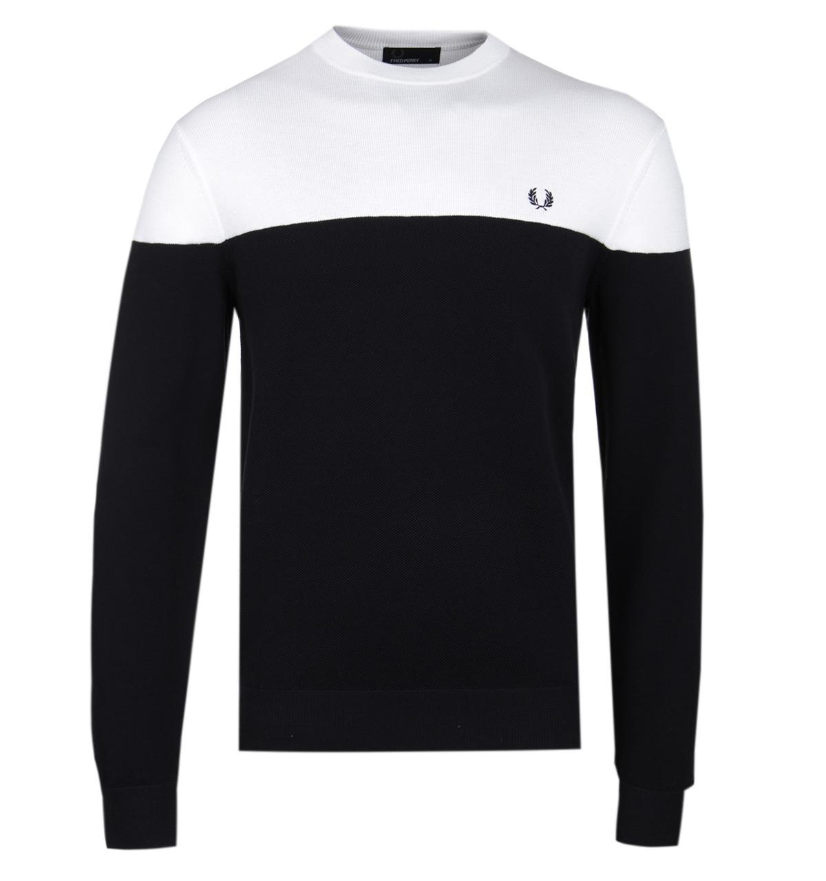 Fred perry panelled crew neck jumper Clearance