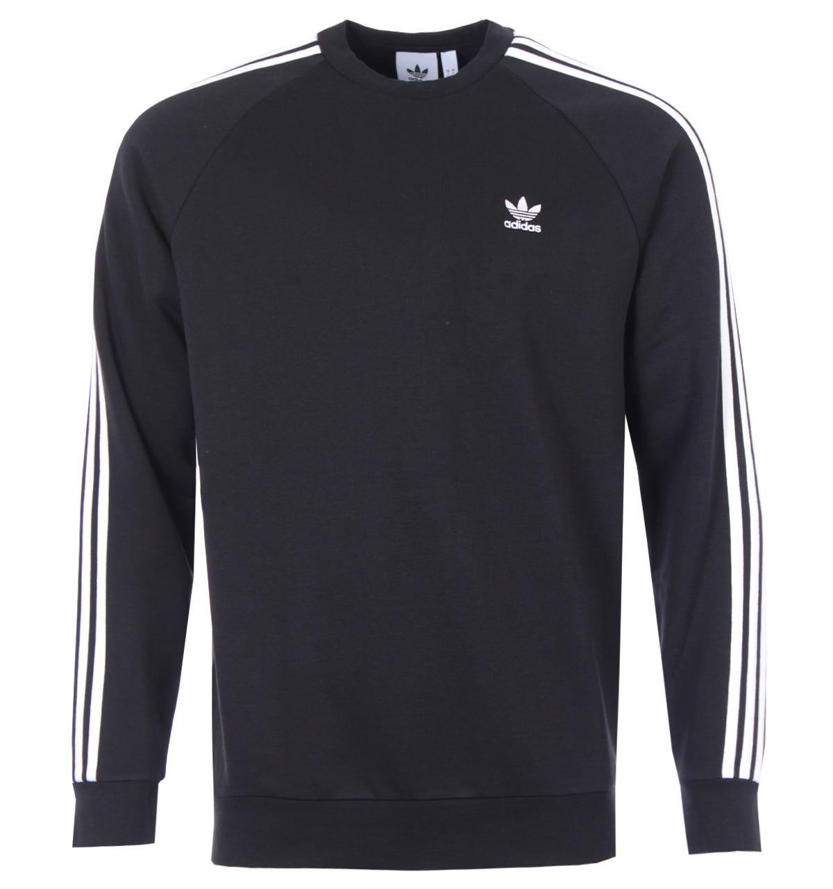 adidas Originals Classics 3-stripes Crew Neck Sweatshirt in Black for Men |  Lyst