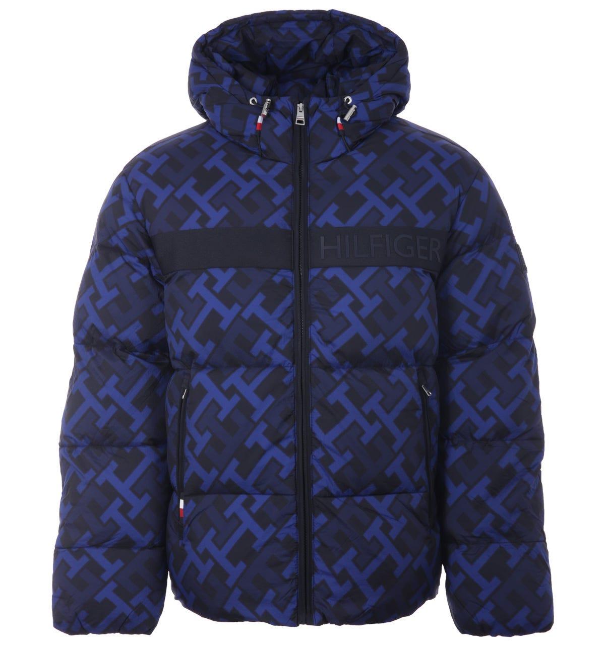 Tommy Hilfiger Monogram Print High Loft Puffer Jacket in Blue for Men