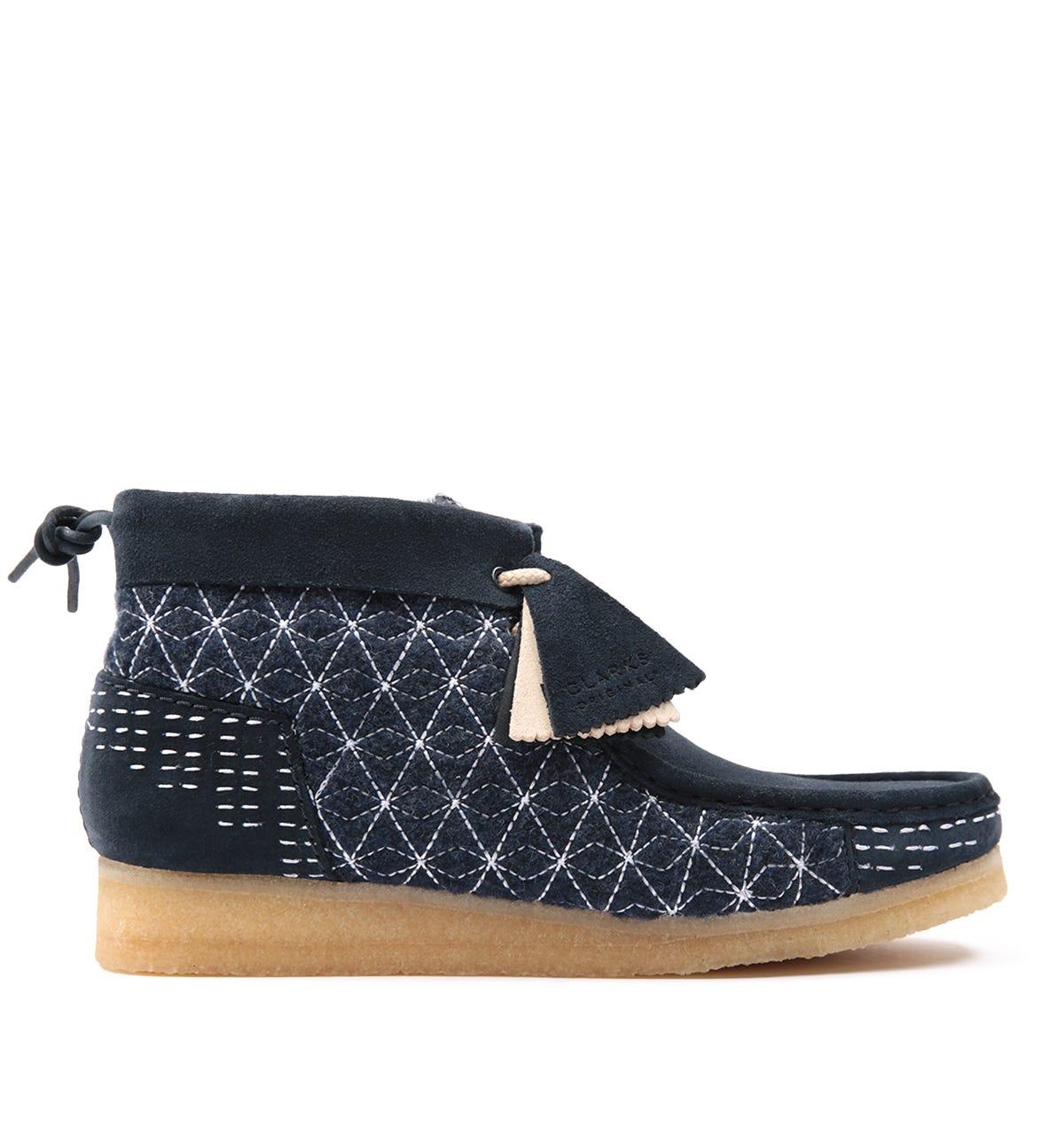 blue clarks wallabees