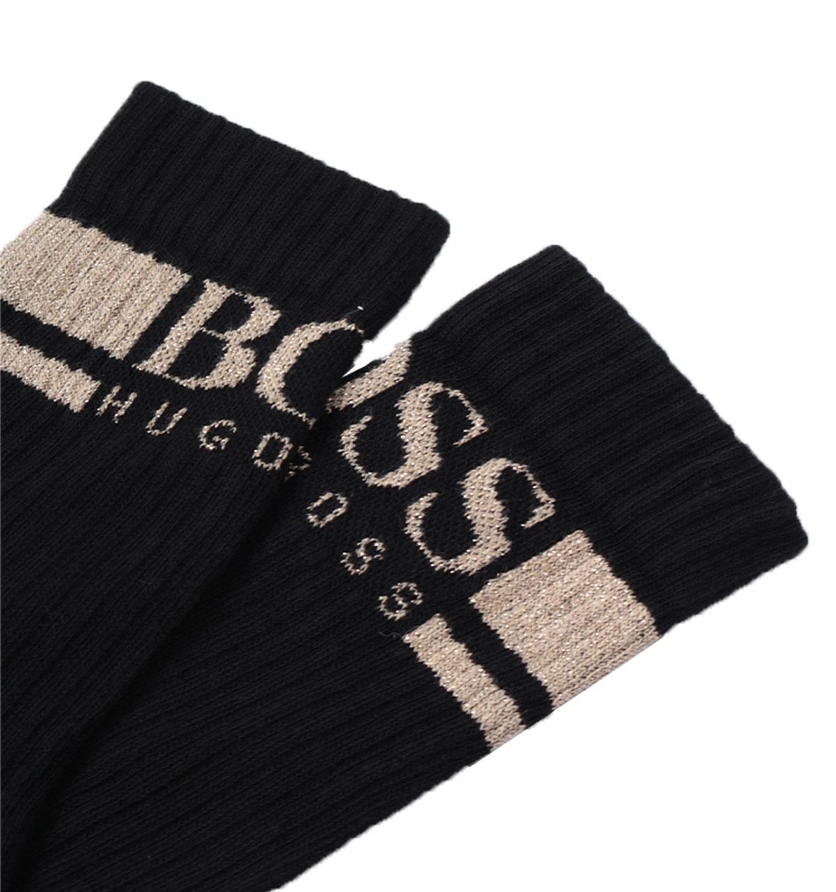 BOSS by Hugo Boss Cotton Ribbed Logo Black Socks for Men - Lyst
