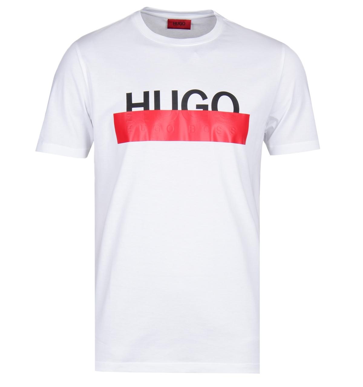 HUGO Cotton Dolive Logo Tape White T-shirt for Men - Lyst