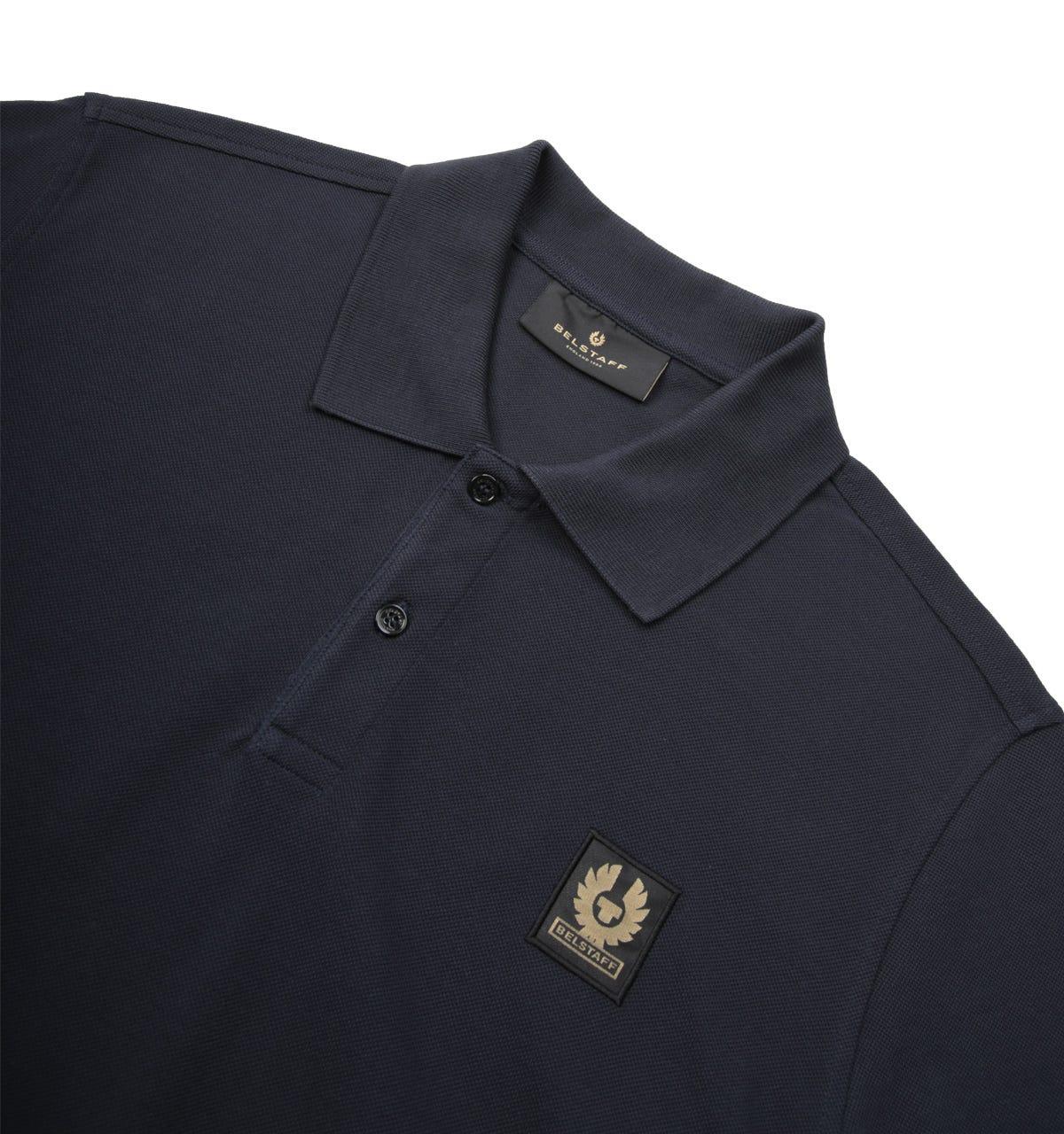 Belstaff Patch Logo Long Sleeve Polo Shirt in Blue for Men | Lyst