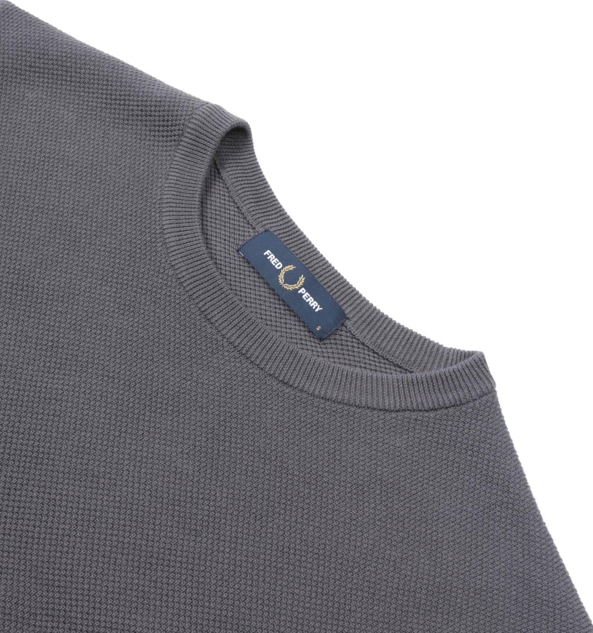 Details about   FRED PERRY Men's Textured Pique Knit Crew Neck Jumper Stone Sizes XL XXL 
