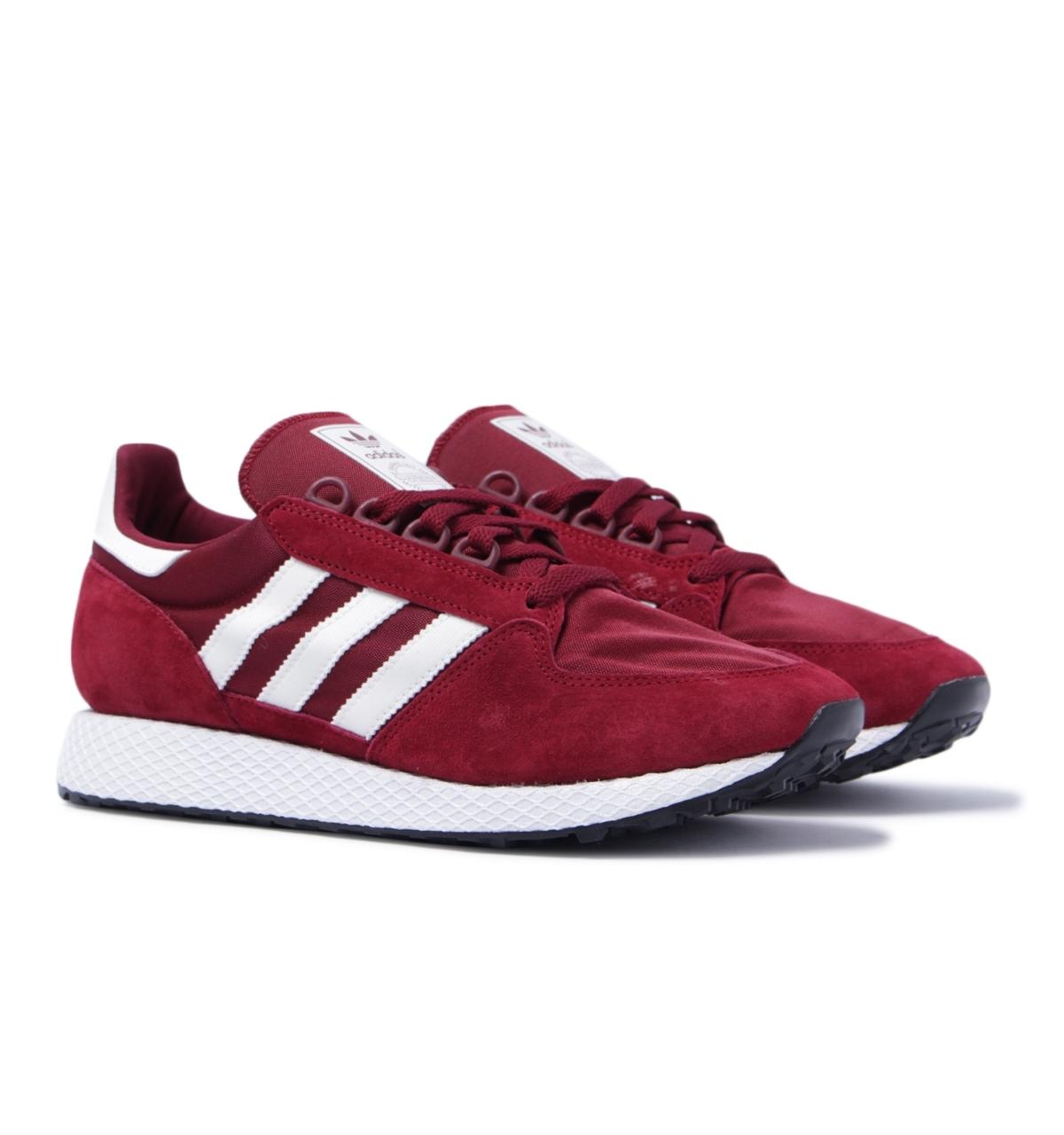 adidas originals burgundy and white forest grove trainers