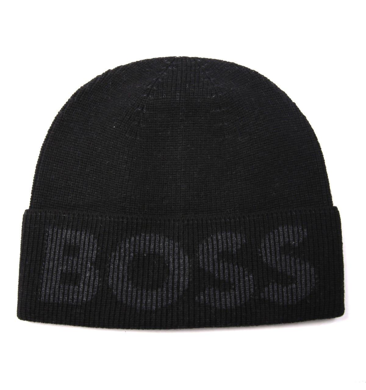 BOSS by HUGO BOSS Cotton Logo Ribbed Beanie Hat in Black for Men Lyst