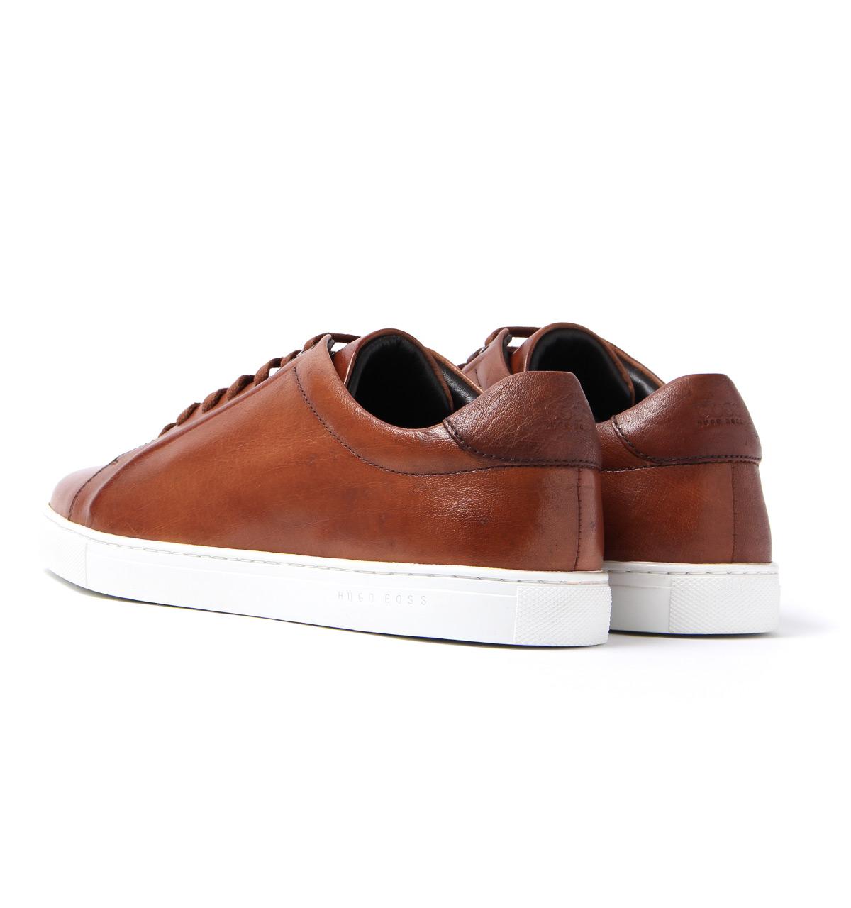 BOSS by HUGO BOSS Medium Brown Tribute Tennis Leather Trainers for Men -  Lyst