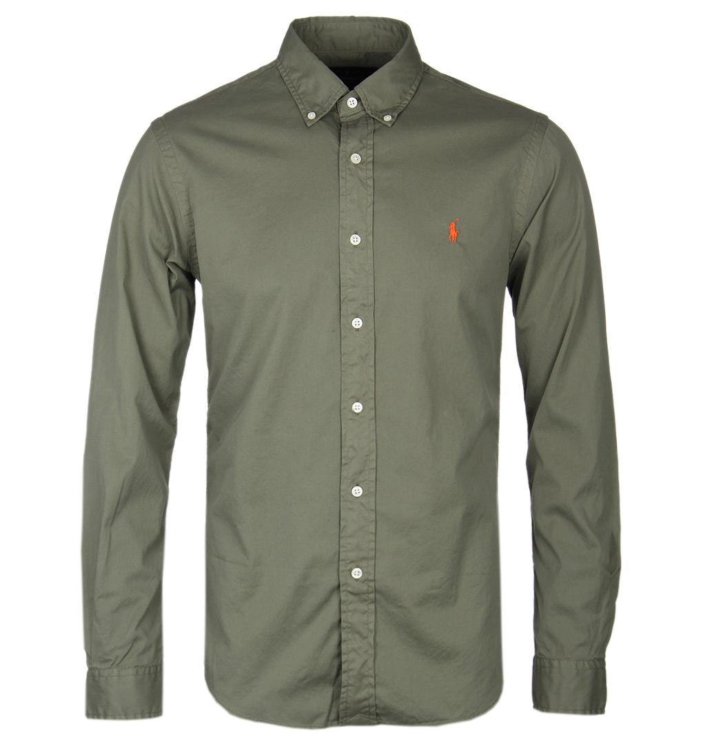 olive shirt sleeve polo ralph lauren mesh featherweight cotton