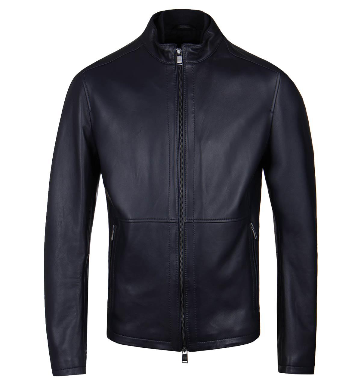 BOSS by HUGO BOSS Nabino Navy Lambs Leather Jacket in Blue for Men Lyst