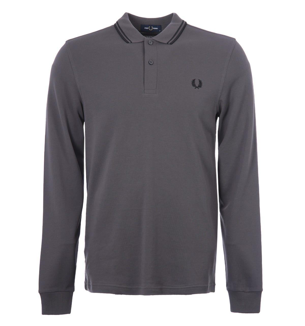 Fred Perry M3636 Twin Tipped Long Sleeve Polo Shirt in Gray for Men | Lyst