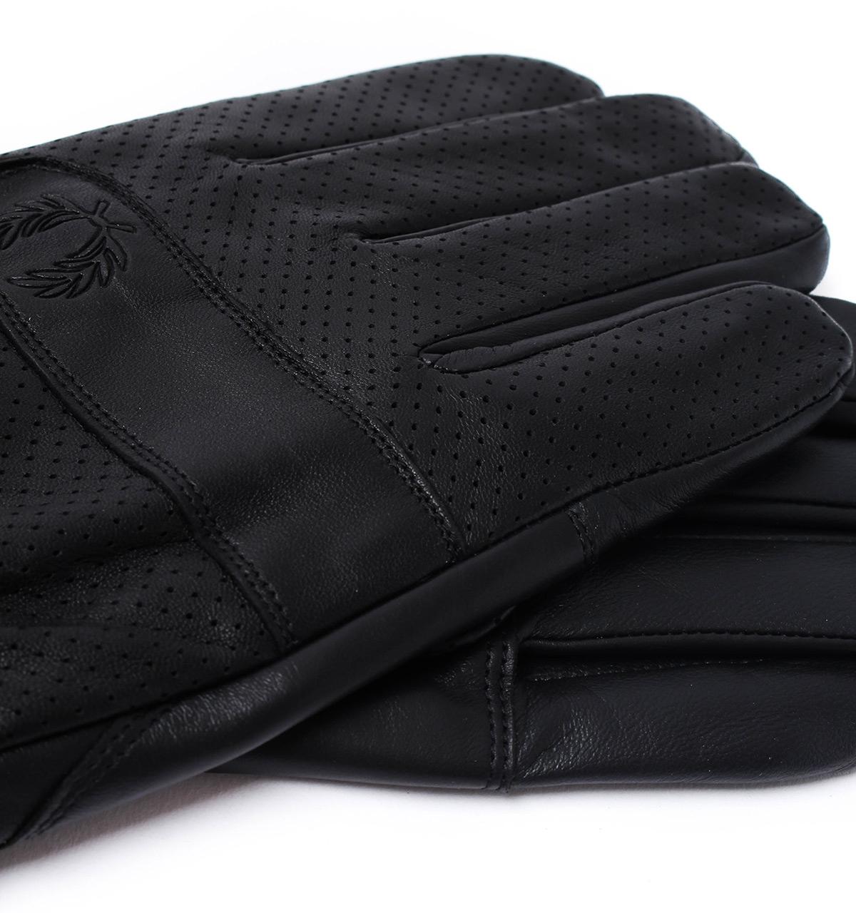 Fred Perry Perforated Black Leather Gloves for Men - Lyst