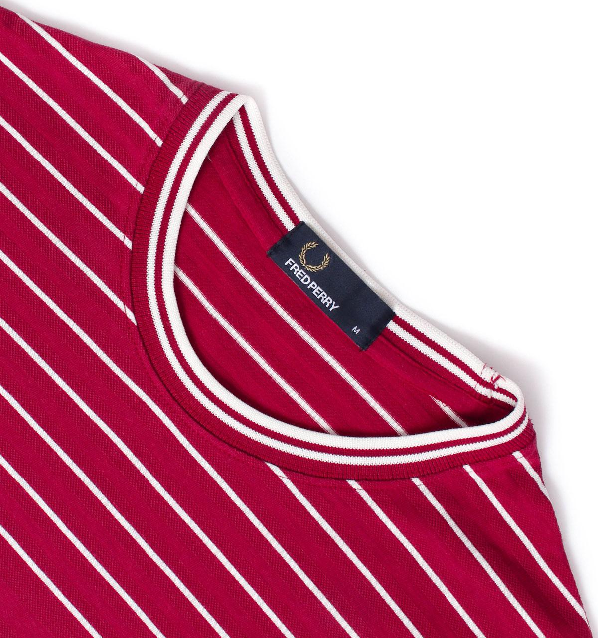 Lyst - Fred Perry Claret Red Pique Stripe Crew Neck T-shirt in Red for Men