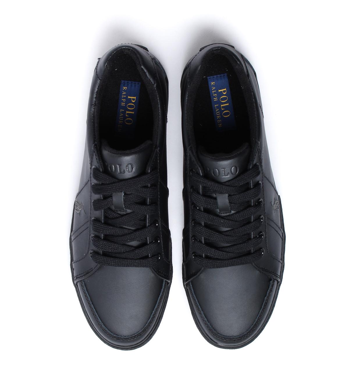 Polo Ralph Lauren Hugh Black Leather Trainers for Men - Lyst