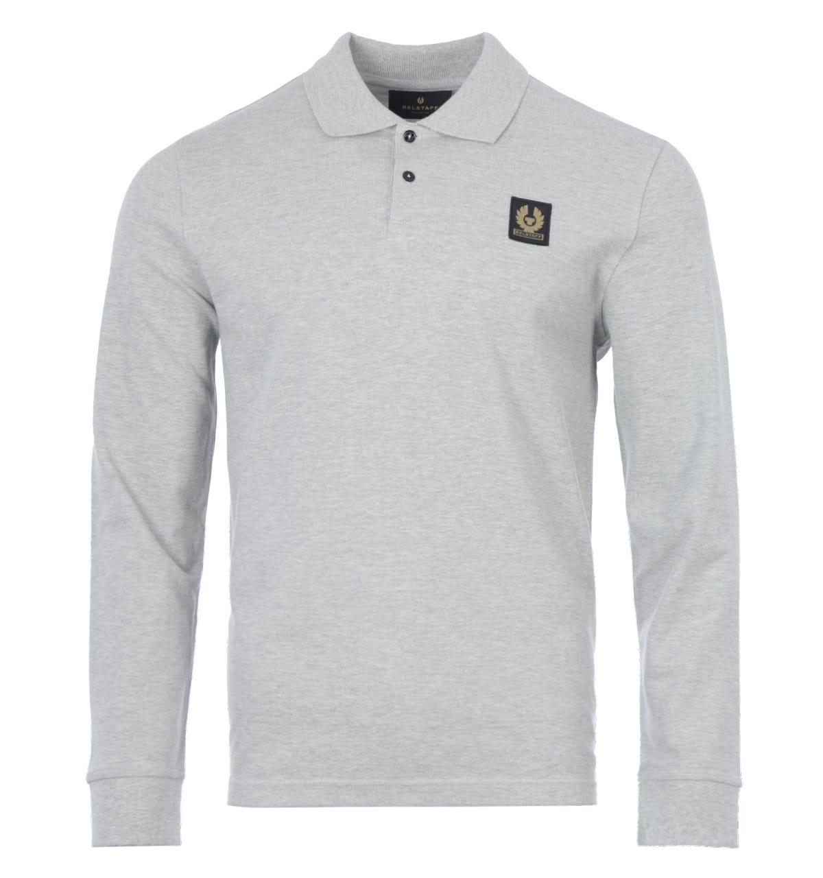 Belstaff Cotton Patch Logo Long Sleeve Polo Shirt in Grey (Gray) for Men |  Lyst