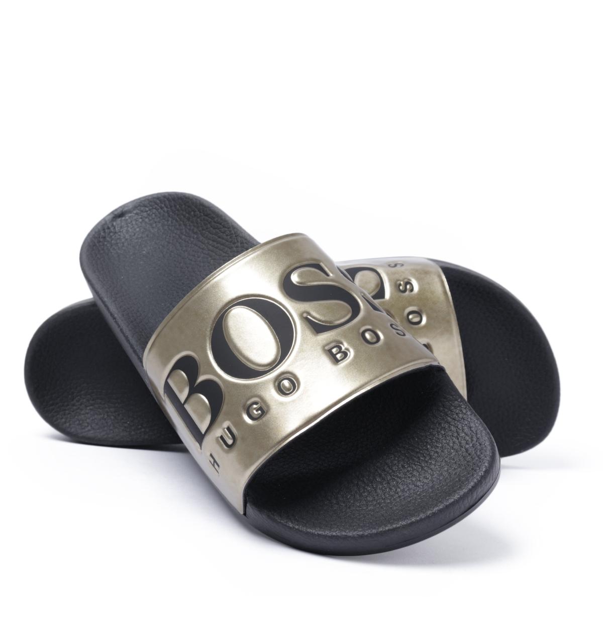 hugo boss leather sliders