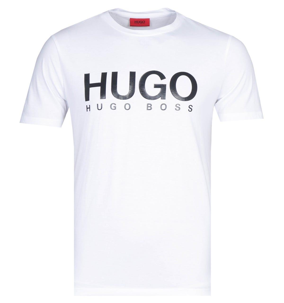 BOSS by Hugo Boss Cotton Hugo Dolive White Logo T-shirt for Men - Lyst