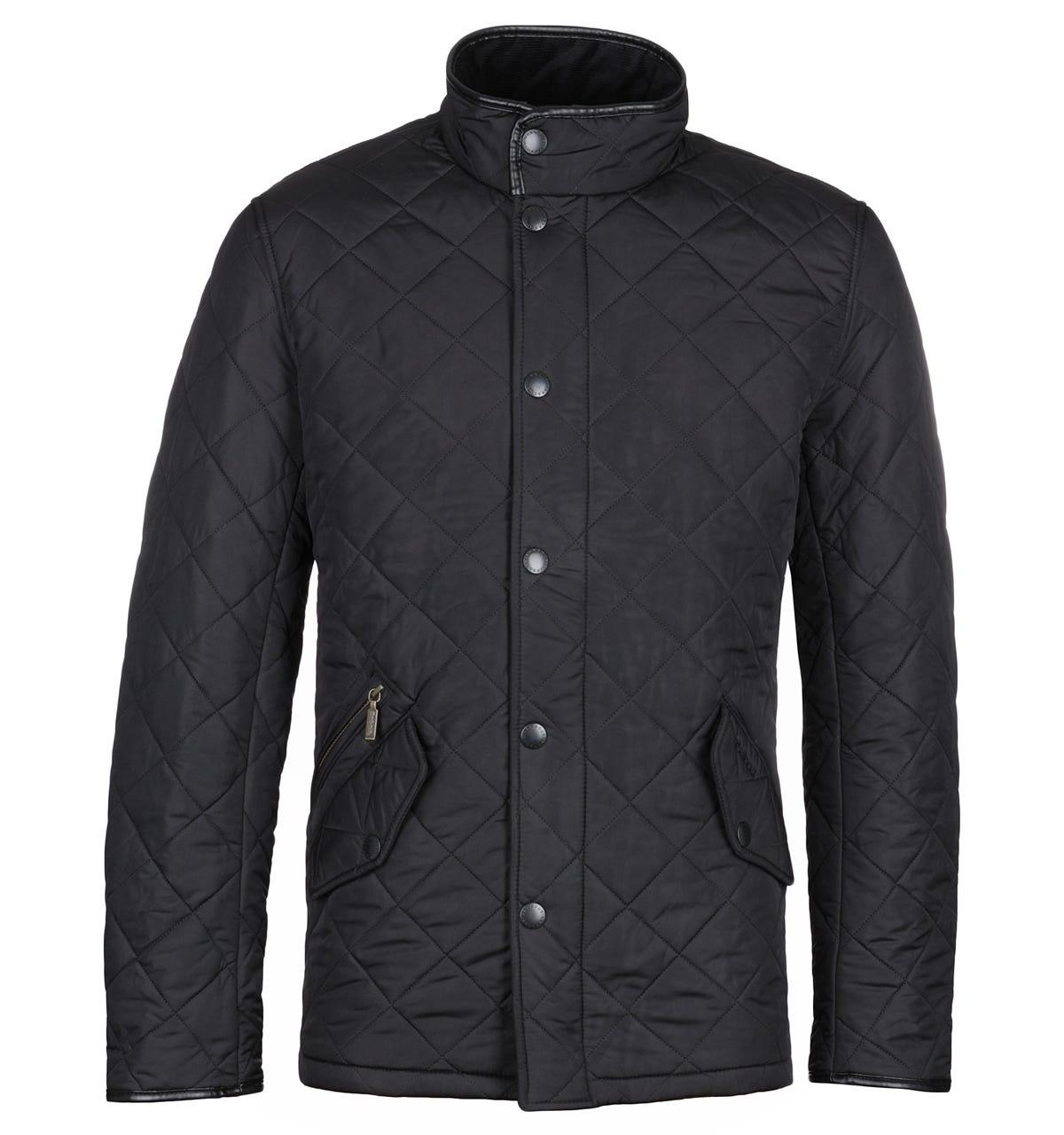 Barbour Fleece Powell Black Quilted Jacket for Men - Lyst