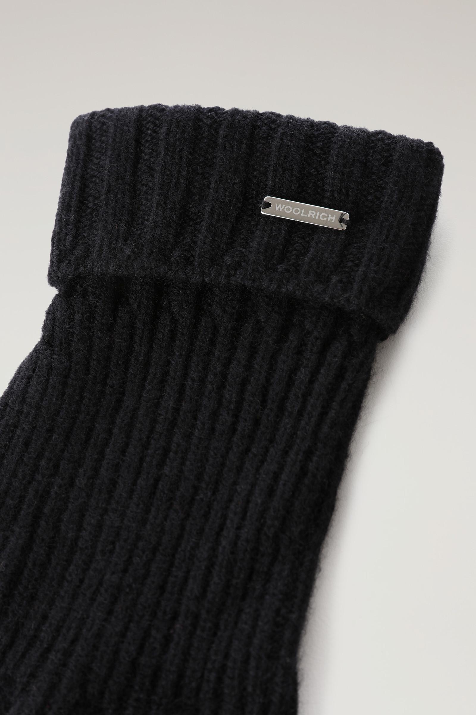 Woolrich Cashmere Ribbed Gloves in Black | Lyst
