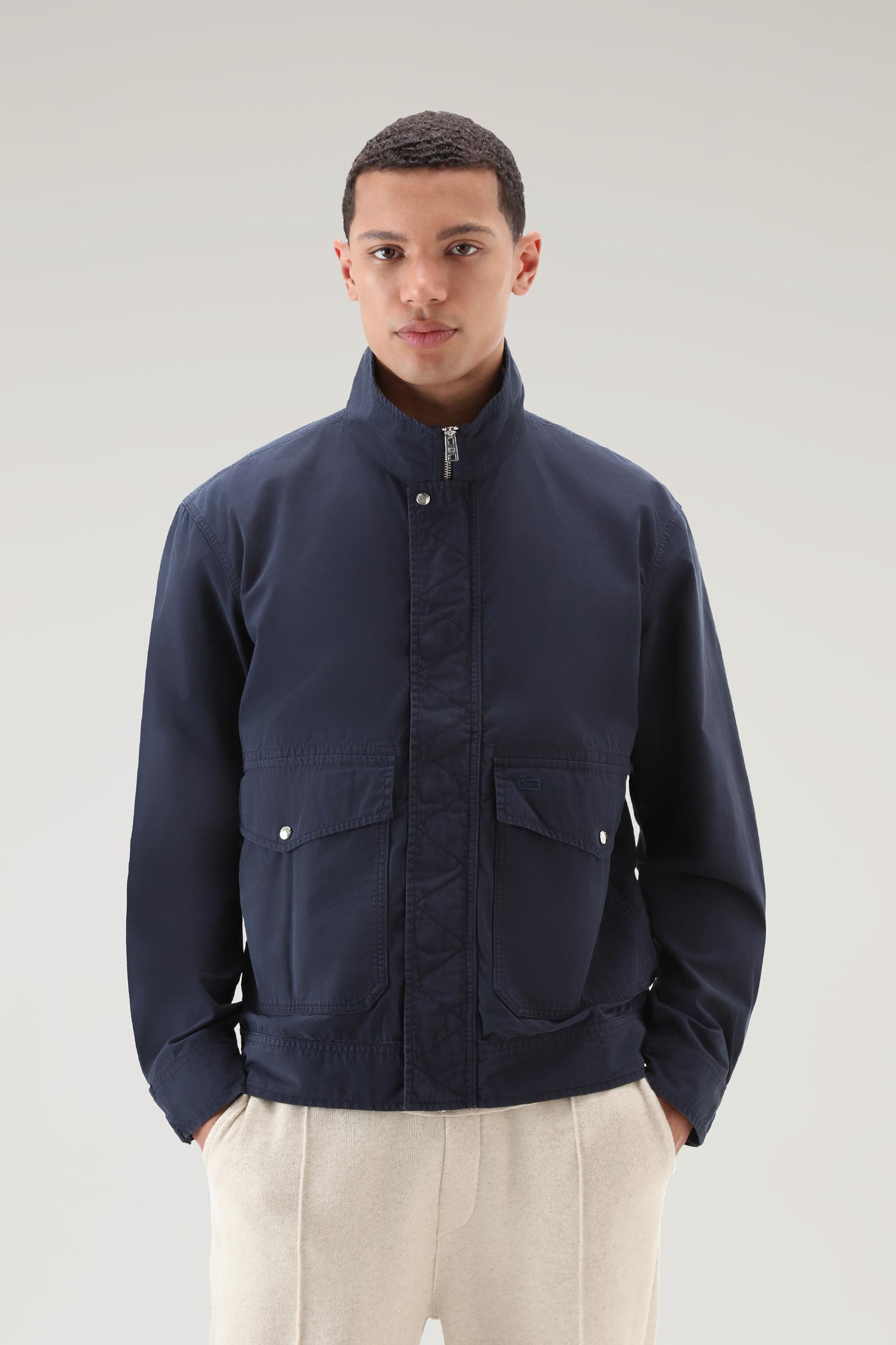 Woolrich Garment-dyed Crew Bomber Jacket In Pure Cotton in Blue for Men ...