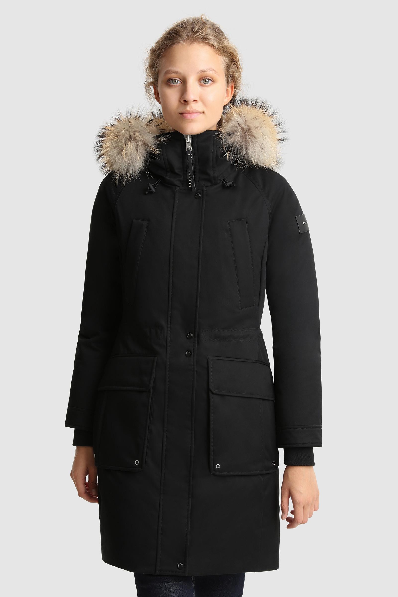 Woolrich Yetna Long Parka With Removable Fur in Black | Lyst