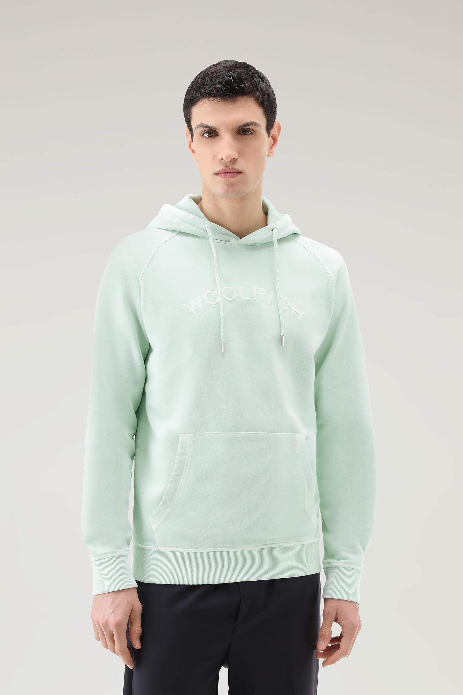 Woolrich Varsity Hoodie In Garment-dyed Pure Cotton Fleece in Green for ...