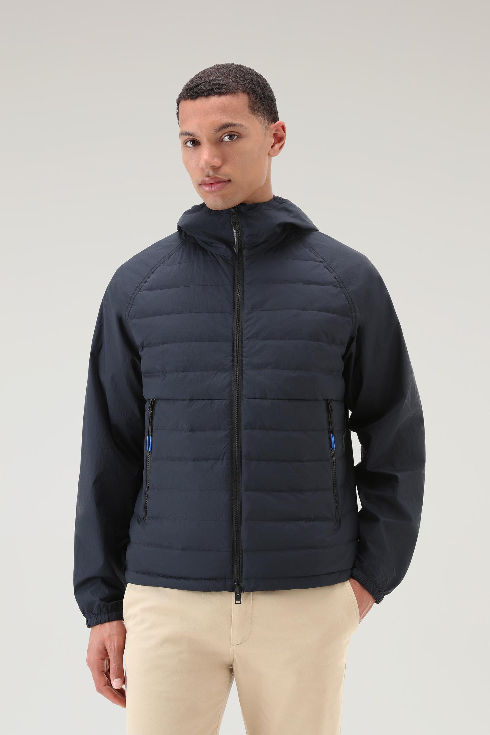Woolrich Hybrid Jacket In Crinkle Nylon With Quilted Front And Hood in