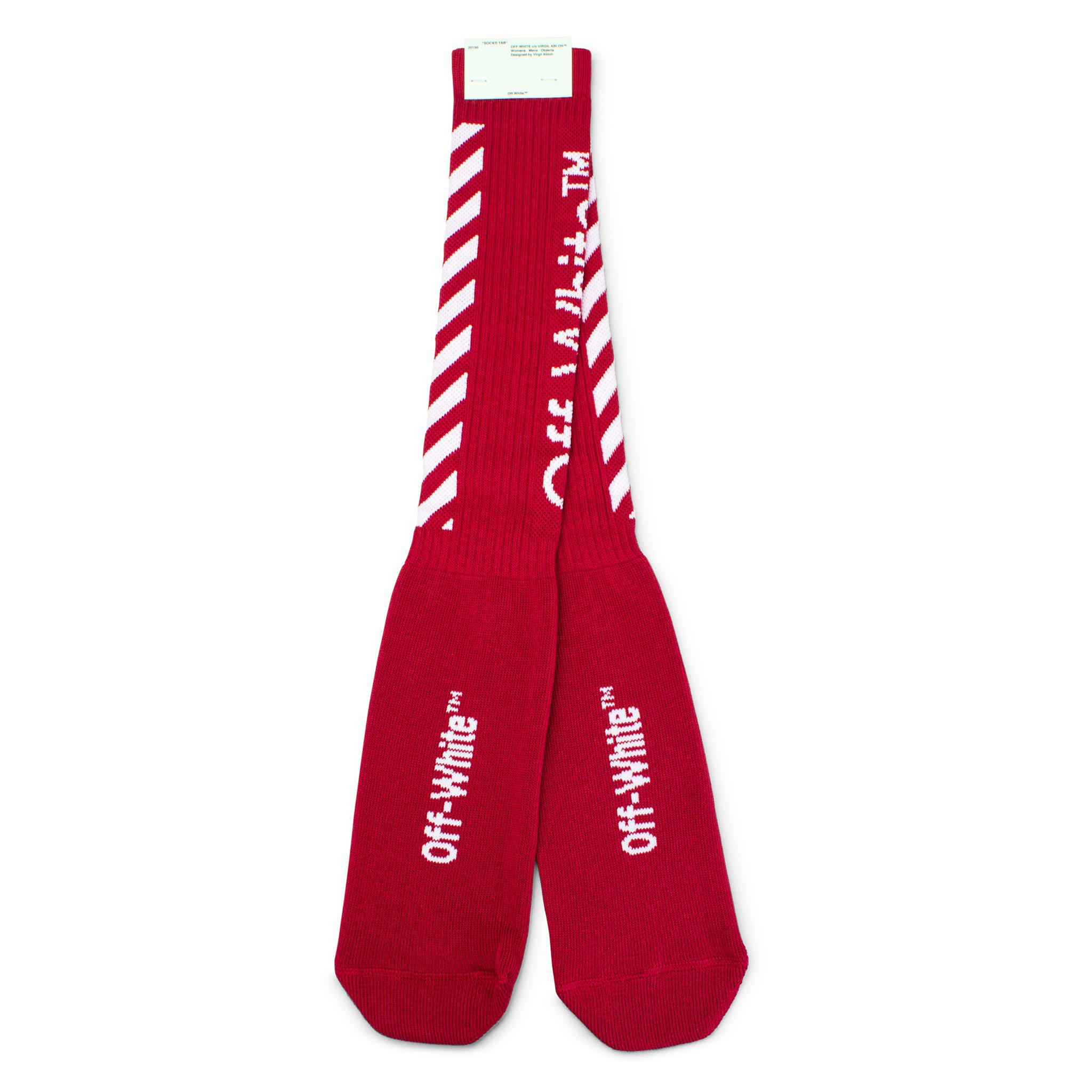 Off-White c/o Virgil Abloh Synthetic Diagonal Socks in Red for Men - Lyst