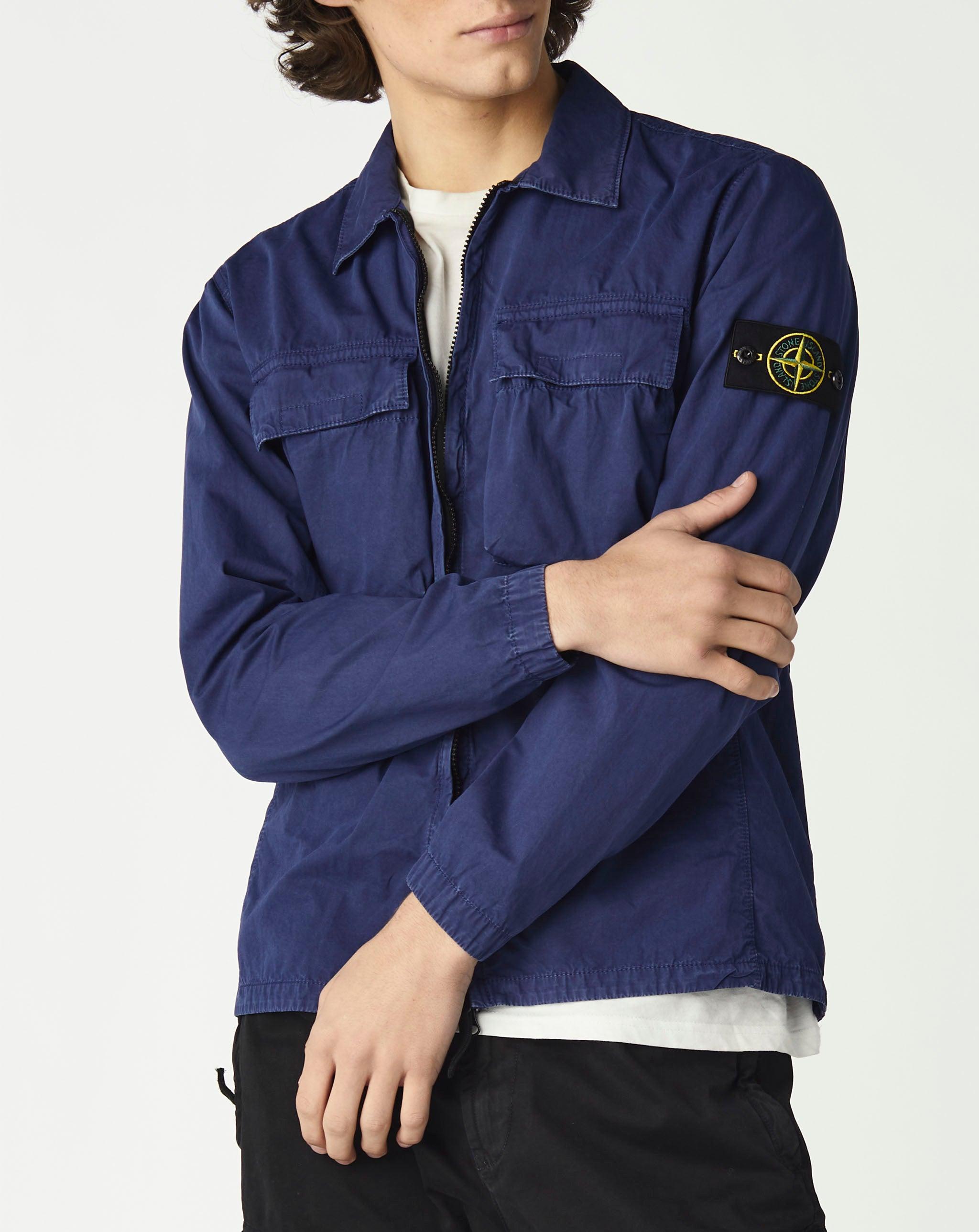 Stone Island Brushed Cotton Canvas Overshirt in Blue for Men | Lyst
