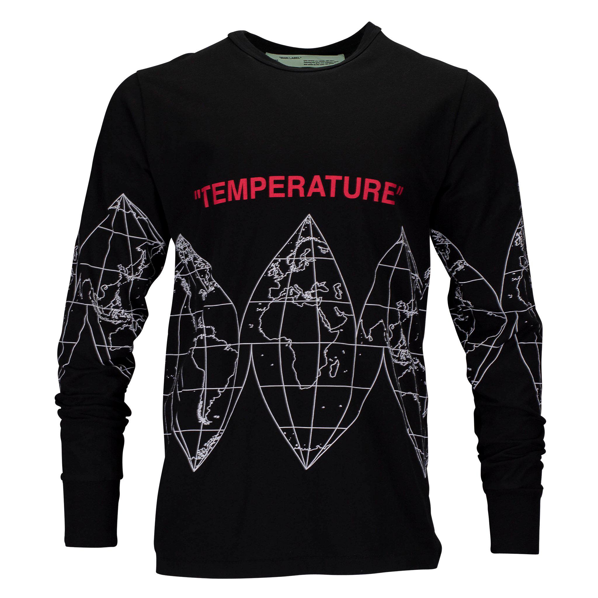 Off-White c/o Virgil Cotton Map Around "temperature" Long Sleeve T-shirt in Black | White | Red (Black) for Men -