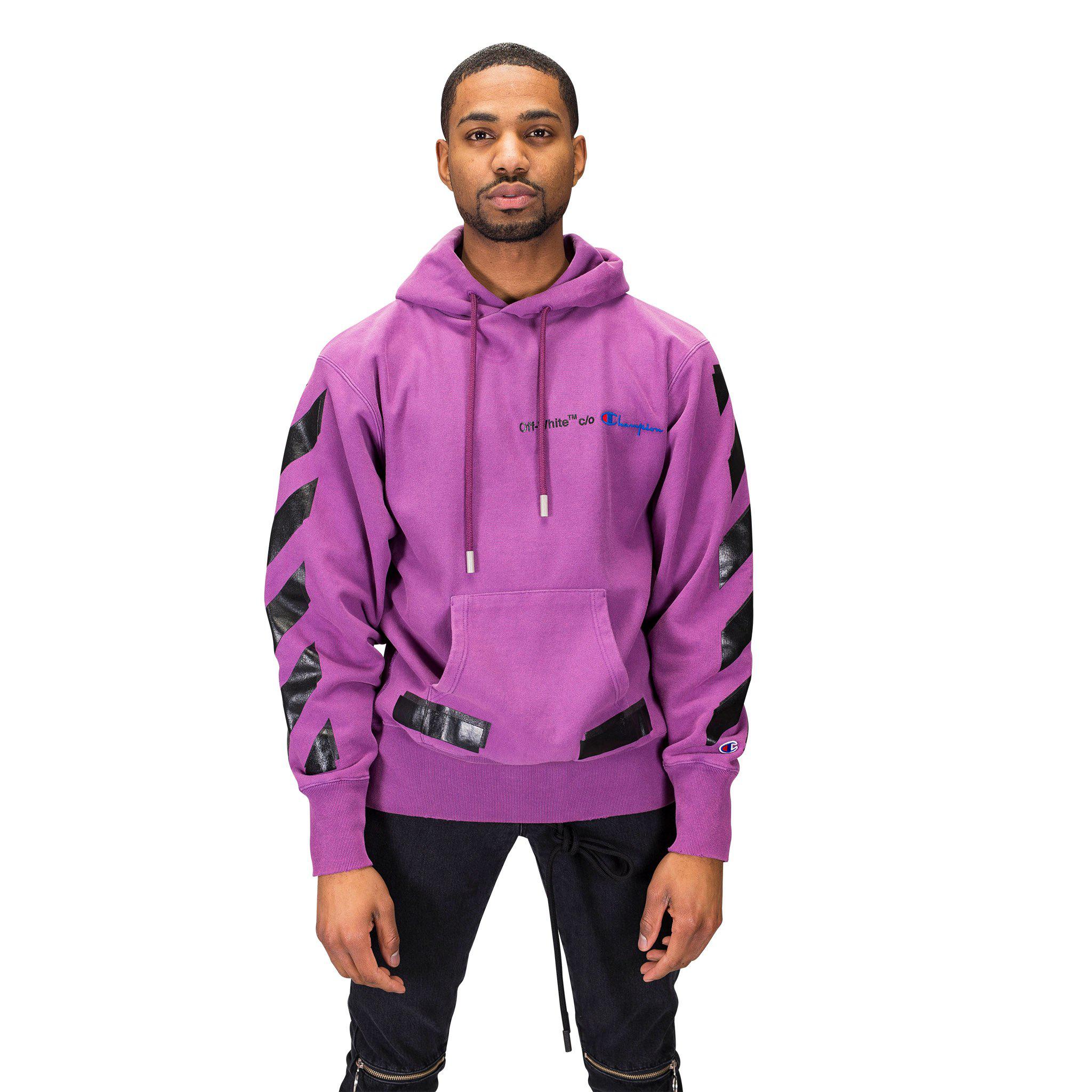off white champion purple hoodie