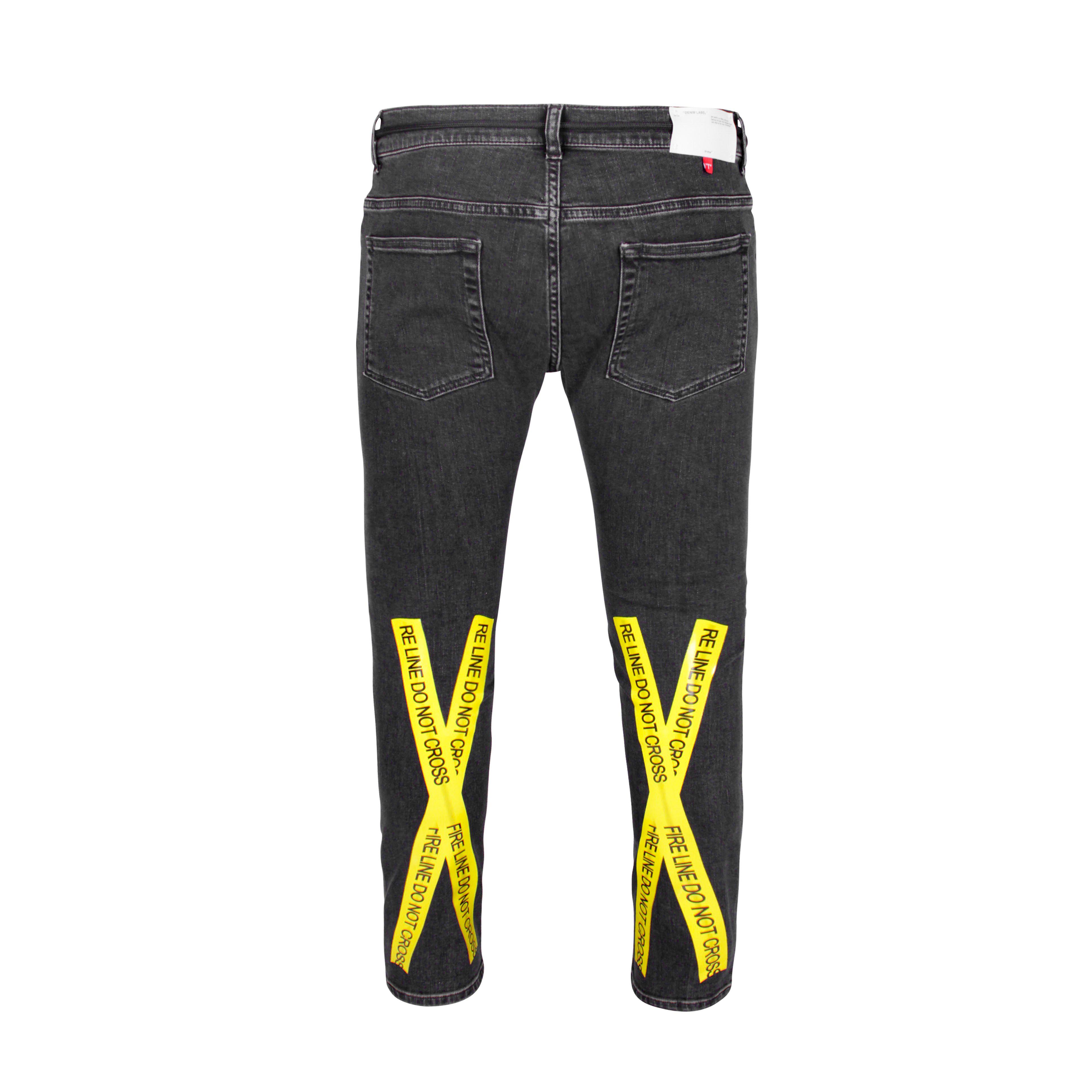 off white yellow stripe pants