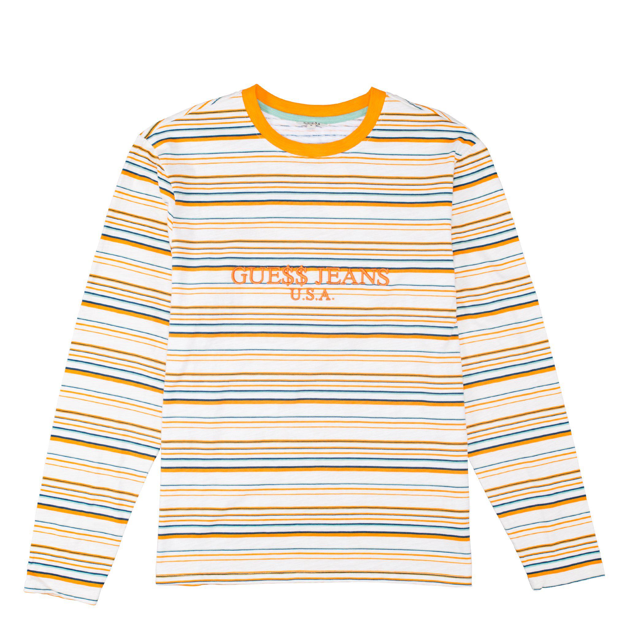 guess hudson stripe long sleeve tee