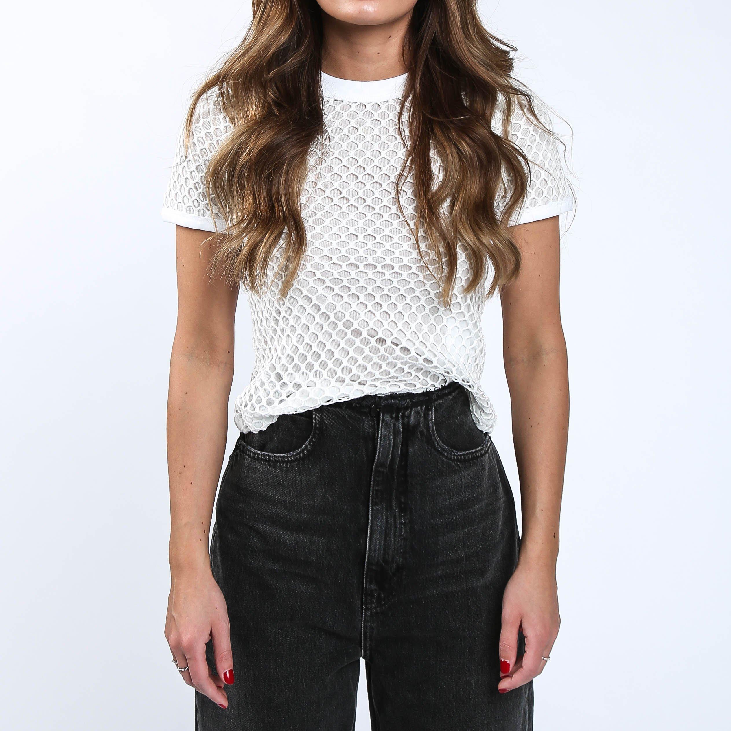 Download Alexander Wang Women's Mesh Mock Neck T-shirt in White for ...