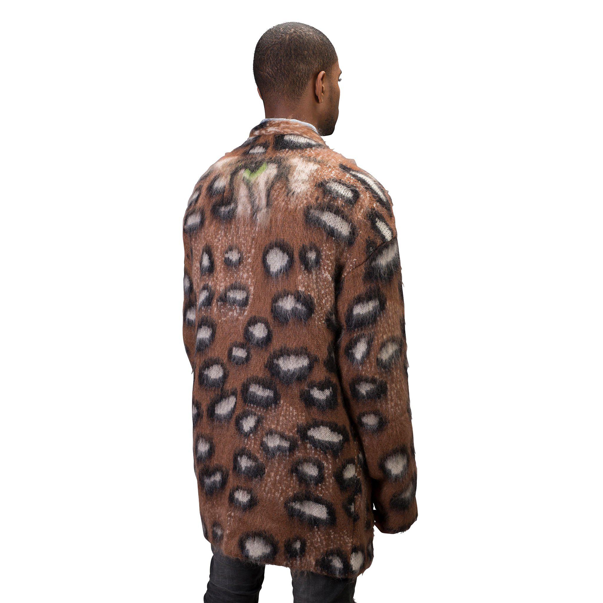 Off-White c/o Virgil Abloh Wool Leopard Cardigan in Brown for Men - Lyst