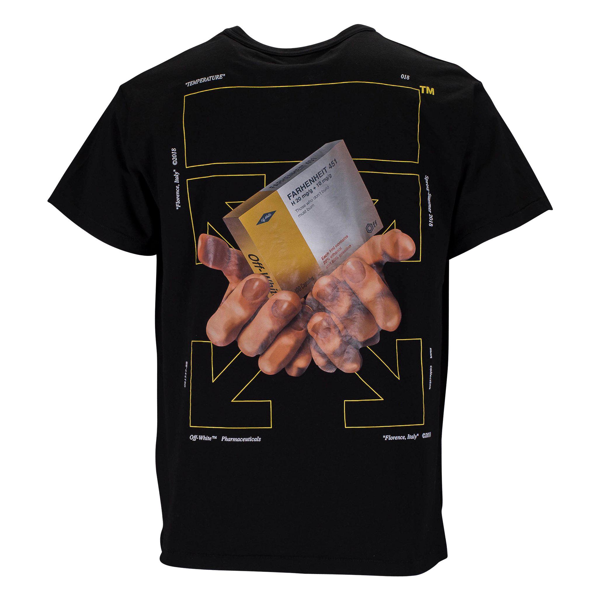 Off-White c/o Virgil Abloh Fahrenheit 451 Pill Box Hands T-shirt in Black  for Men | Lyst