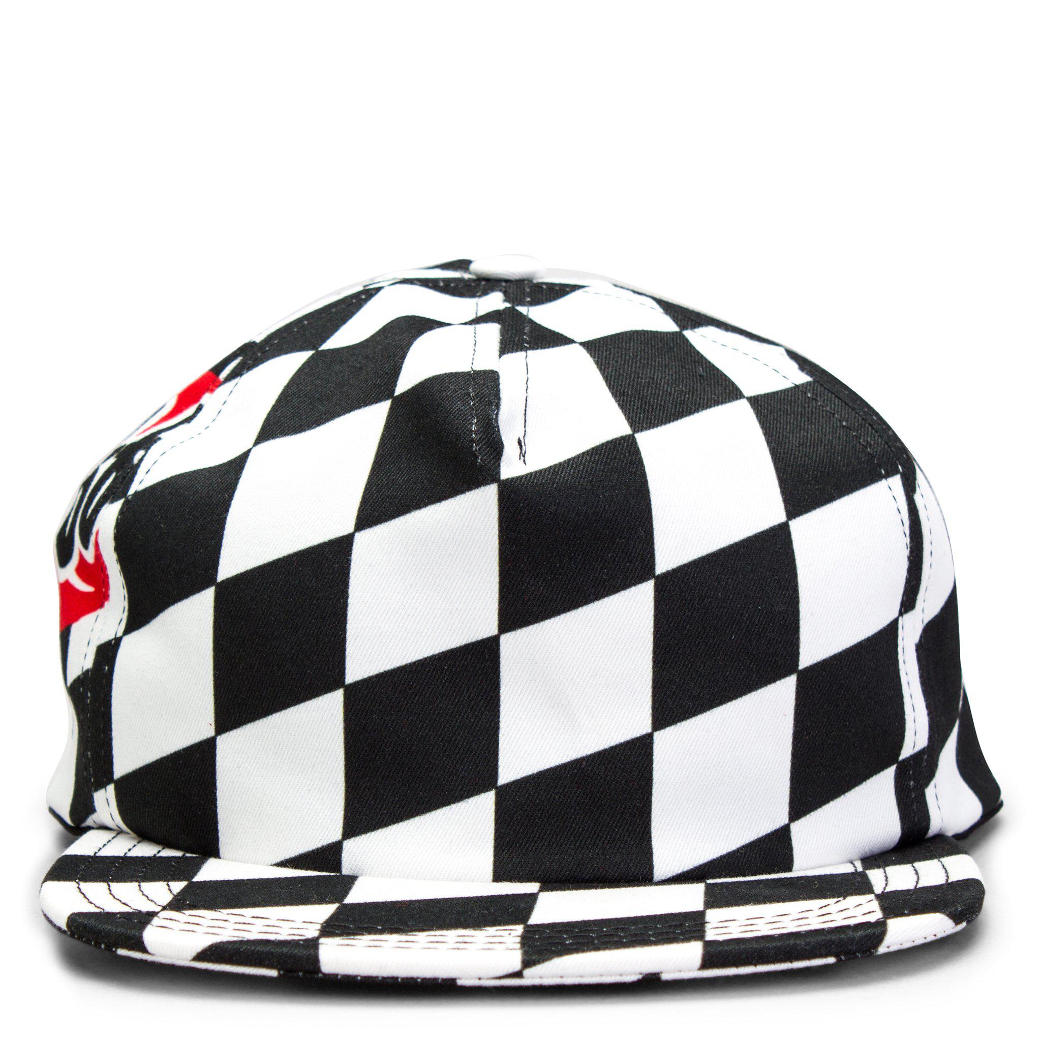 black and white checkered hat
