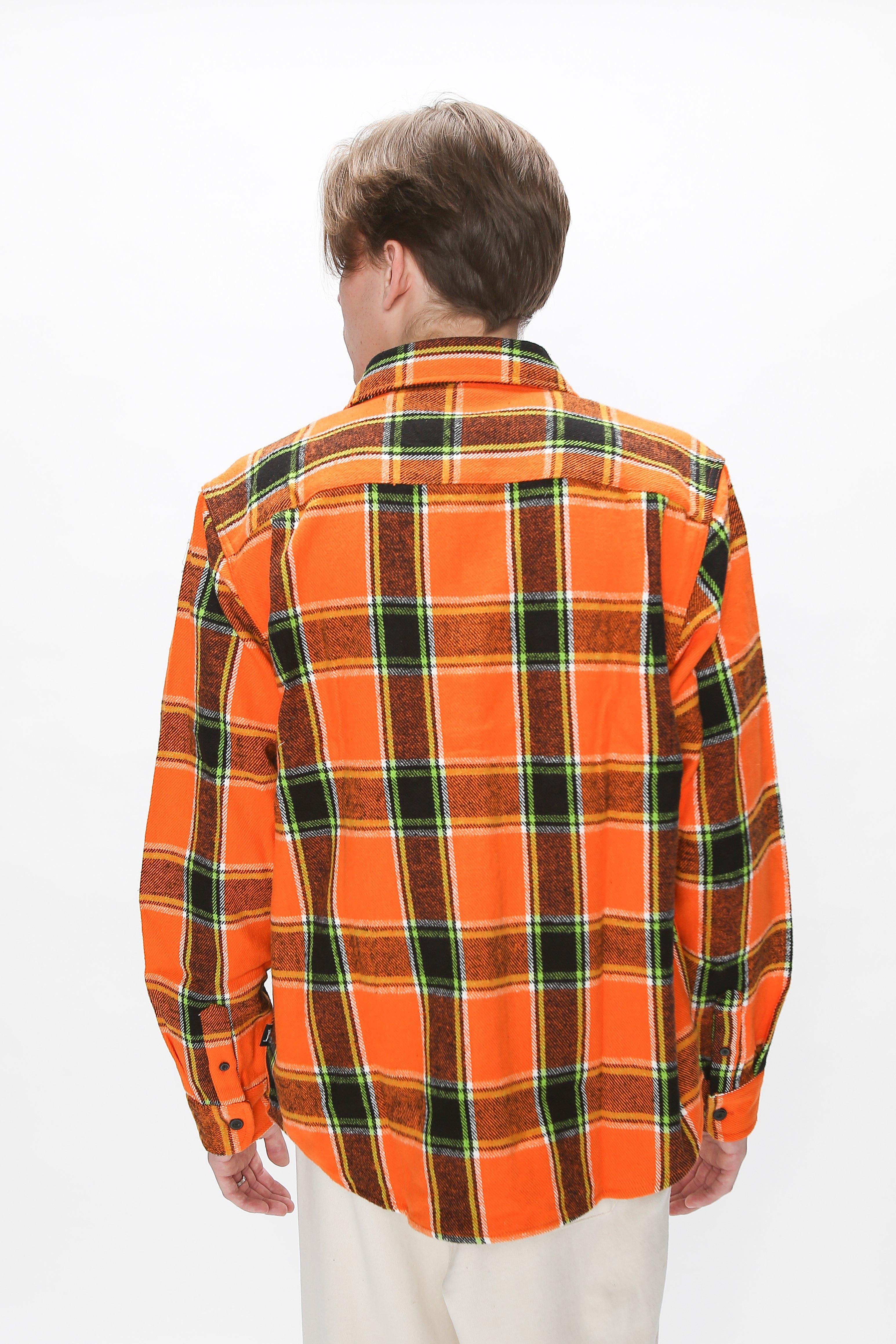 Stussy Flannel Ace Plaid Long Sleeve Shirt in Black, Yellow 