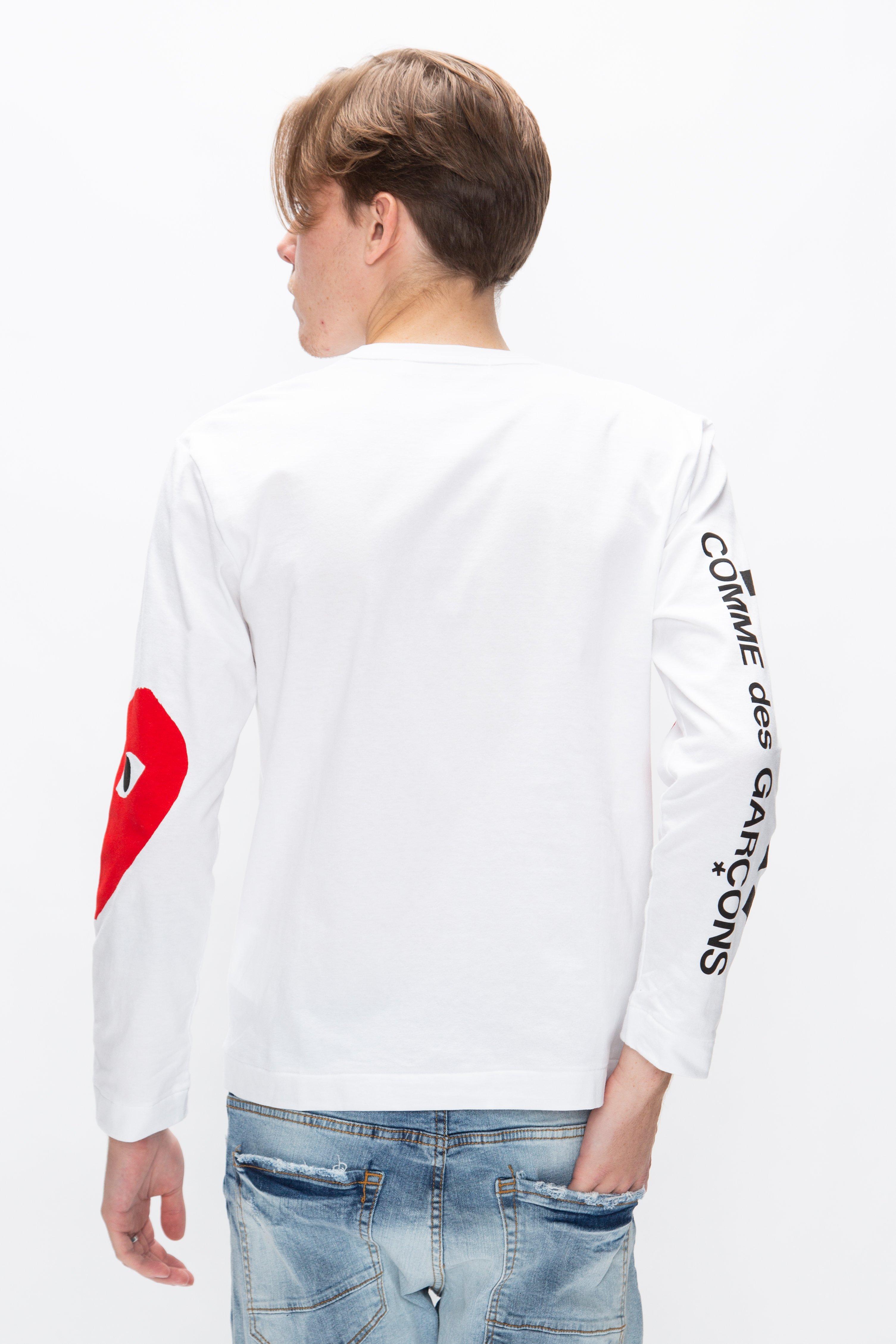 COMME DES GARÇONS PLAY Multi Hearts Long Sleeve T-shirt in White for