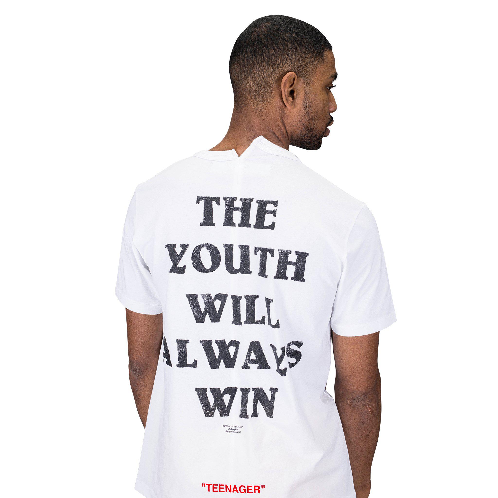 eksplodere Turbine klynke Off-White c/o Virgil Abloh 'the Youth Will Always Win' Spliced T-shirt in  White for Men | Lyst