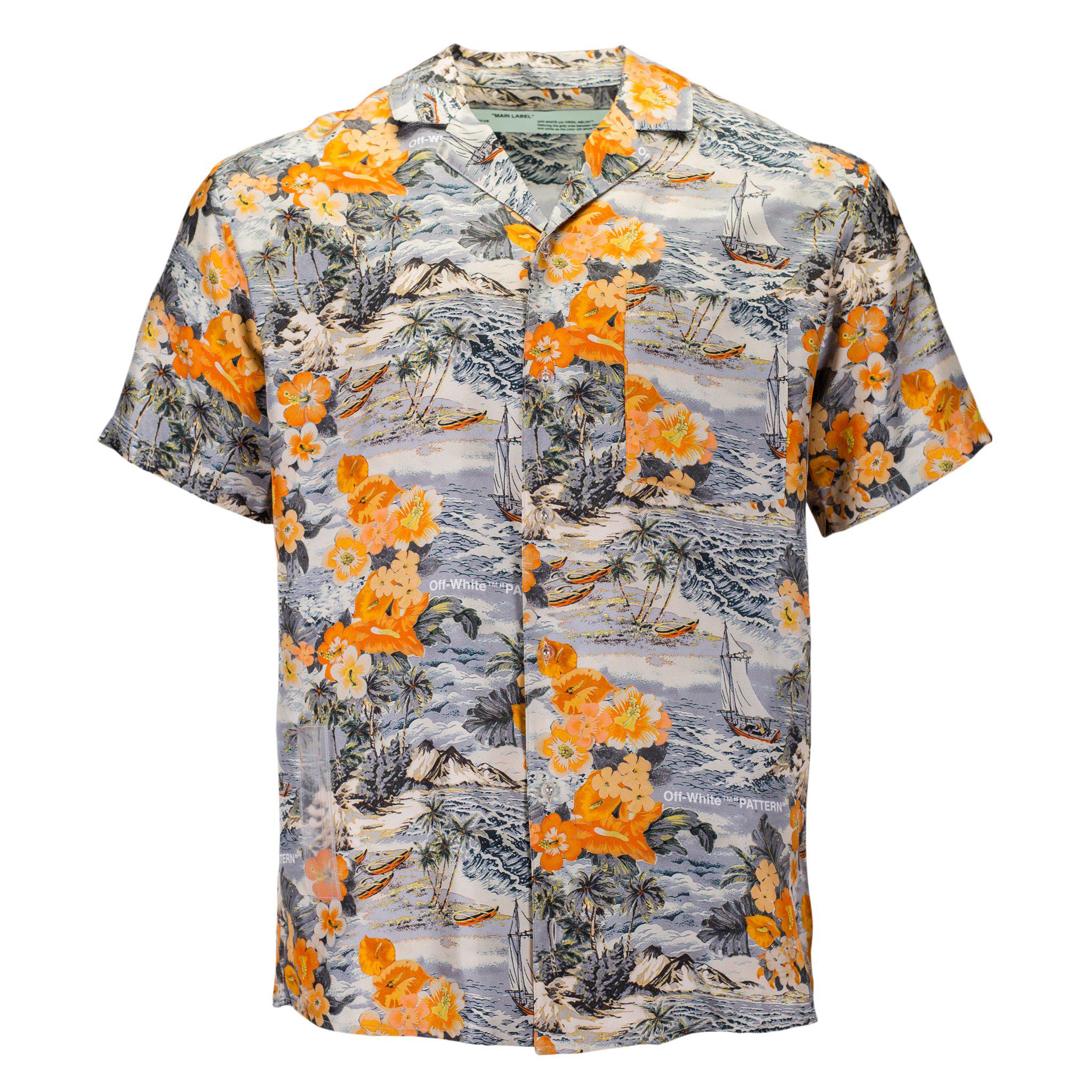 Off-White c/o Virgil Abloh Silk Hawaiian Shirt in Orange | Black (Orange)  for Men - Lyst