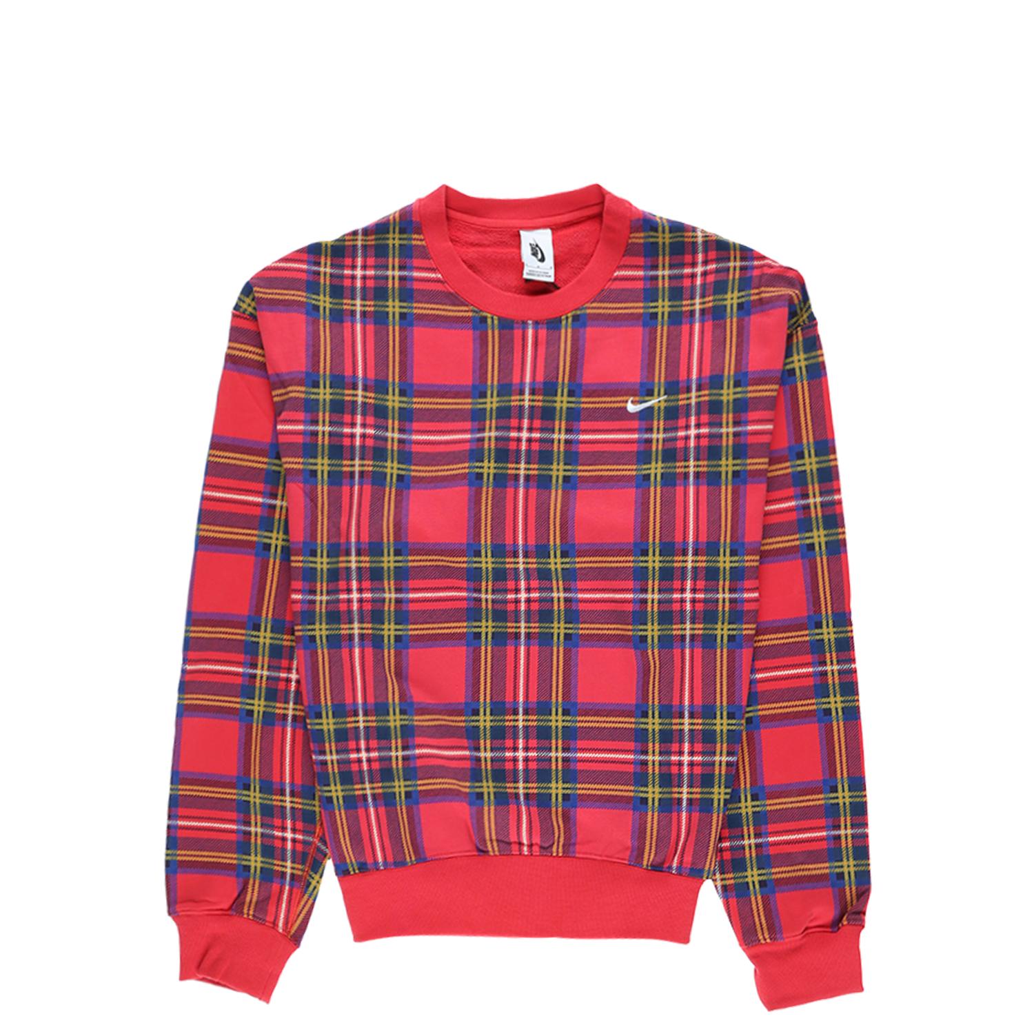 Nike Plaid Swoosh Striped Crewneck in Red for Men | Lyst