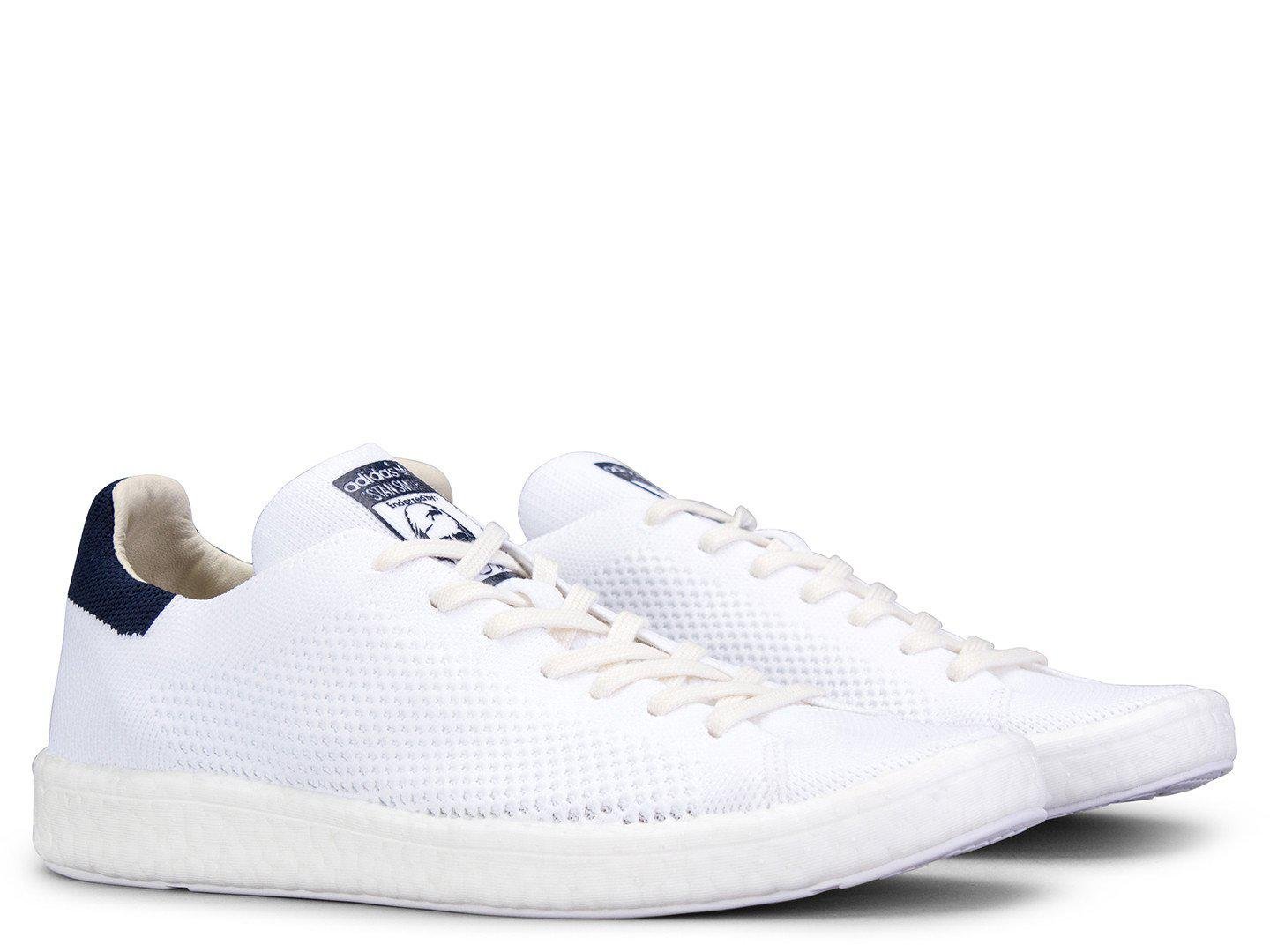 adidas Originals Stan Smith Primeknit Boost in White/Navy (White) | Lyst