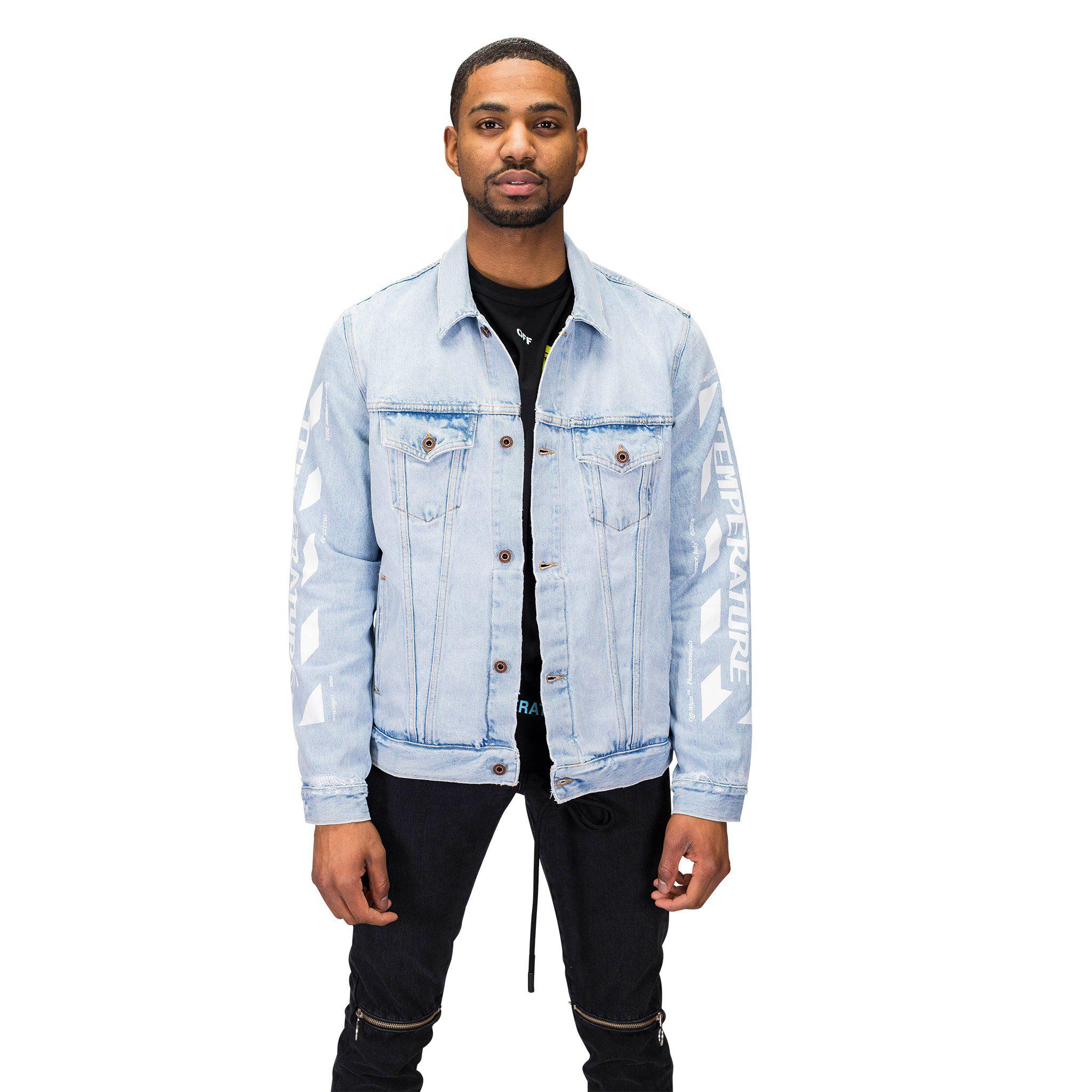 Off-White c/o Virgil Abloh Denim 'temperature' Oversized Jean Jacket in  Blue for Men - Lyst
