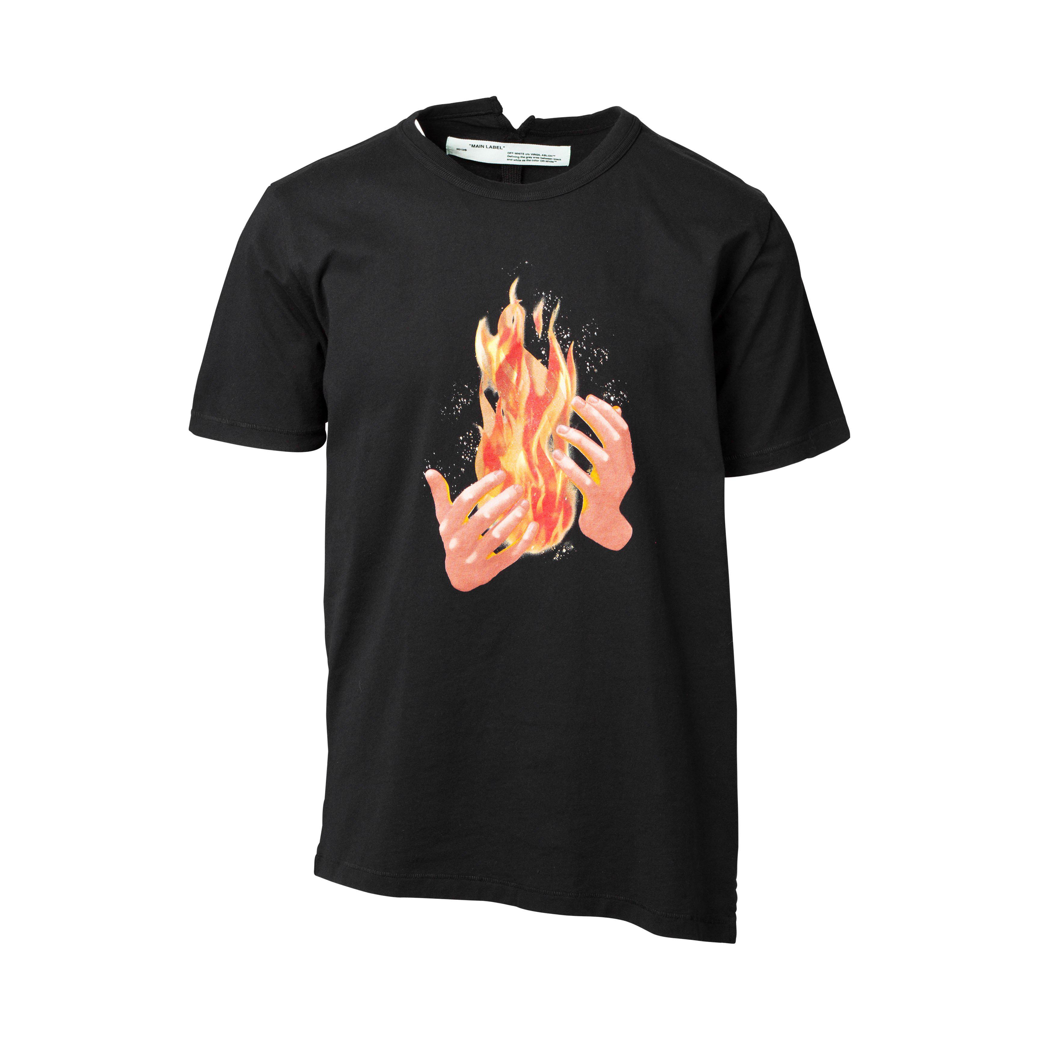 Off-White c/o Virgil Abloh Diagonal Fire Hands T-shirt in Black | Red |  Orange | White (Black) for Men | Lyst