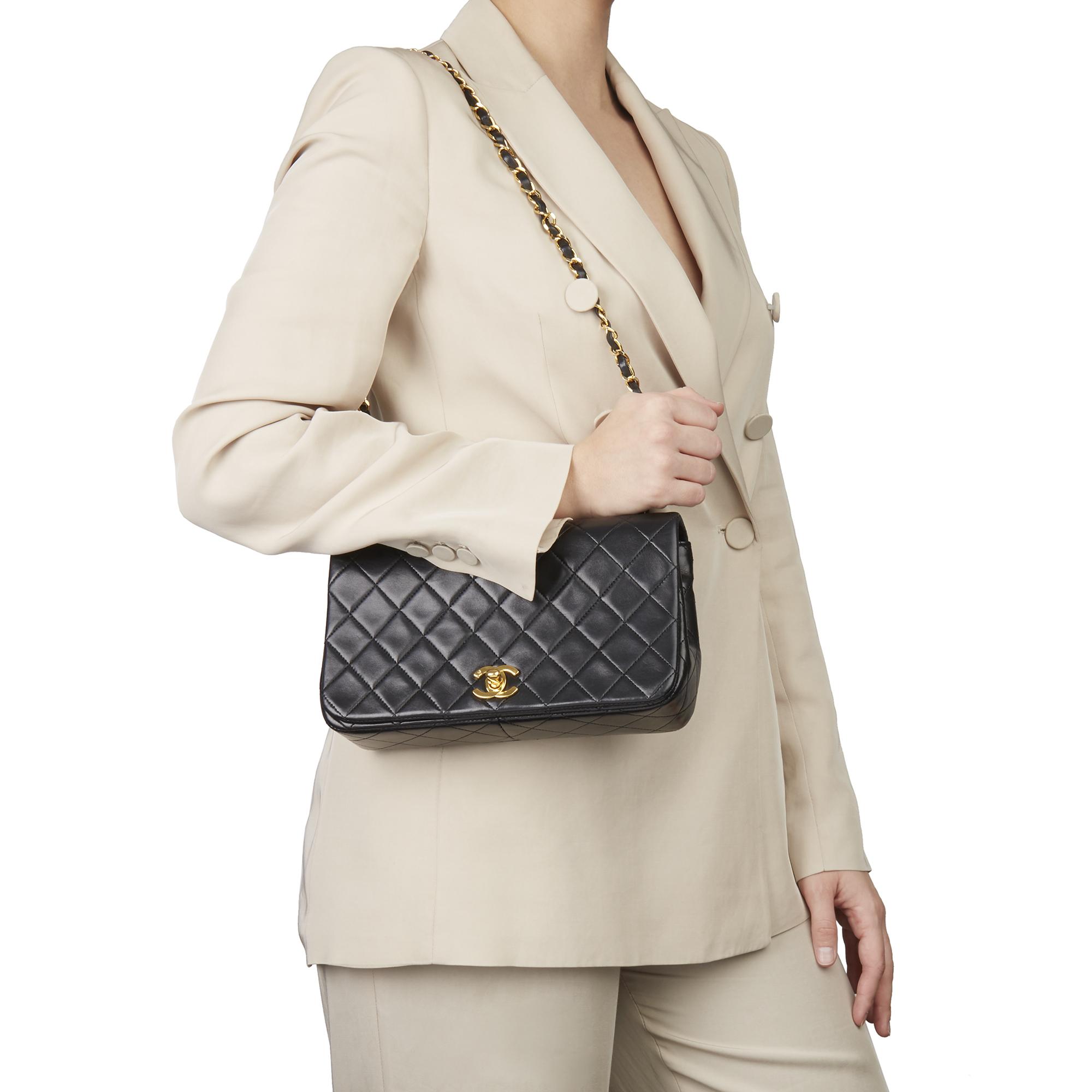 chanel vintage full flap bag quilted lambskin medium